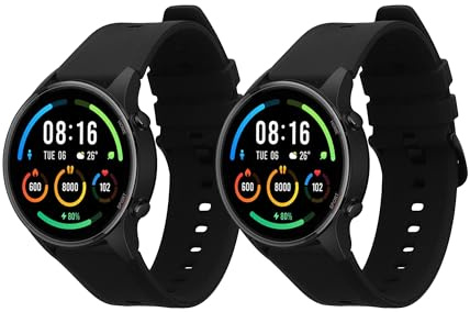 kwmobile Straps for Xiaomi Mi Watch/Mi Watch Color Sport Straps - 2x Replacement Silicone Watch Bands - Smartwatch or Fitness Tracker