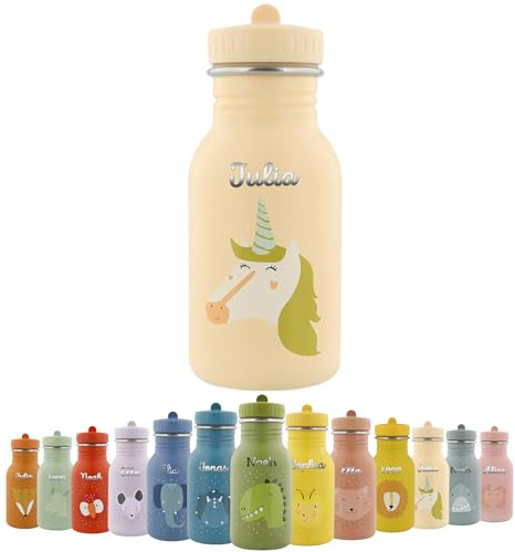 upstitch studio Trinkflasche personalisiert für Kinder, Trixie Flasche personalisiert mit Namen (350ml 500ml) Edelstahl BPA- frei, auslaufsicher, rostfrei