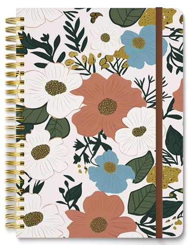 Hnogri Carnet de notes à spirale, carnet de notes à couverture rigide pour femmes, format moyen 6 x 8.4 pouces, 160 pages de papier épais, carnet de notes A5 ligné pour l'écriture, le travail.