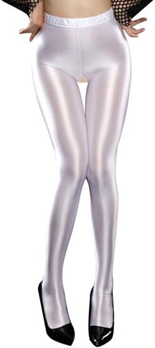 TiaoBug Damen Ouvert Strumpfhose Stretch Pantyhose Offen Im Schritt Leggings Dessous Lange Strapsstrümpfe Socken Hot Pants Weiß G XL