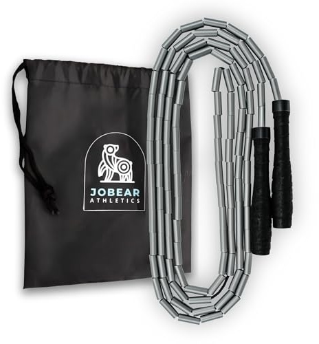 JOBEAR Athletics Beaded Jump Rope for Functional Fitness Athletes - Grip Tape Handles - Tangle-Free - Adjustable - Jump rope for Adults, Teens, and Kids (Parent)