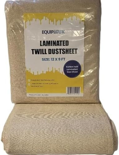 Fogli antipolvere in cotone per pittura e decorazione, fogli di vernice, panno anticaduta, foglio antipolvere per mobili, lavabile e riutilizzabile (cotone laminato, 3,5 m x 2,6 m) (2)