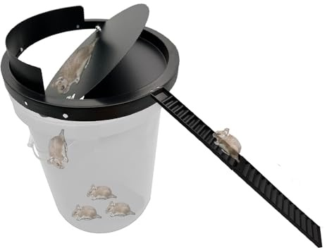 FPXVG Eimerdeckel Mausefalle Metall 1,8 l Eimerdeckel, starkes Metallmaterial, das nicht gebissen werden kann, automatische Reset, Wiederholungsfang, drinnen und draußen, (1 Packung), Rotschwarz, AI