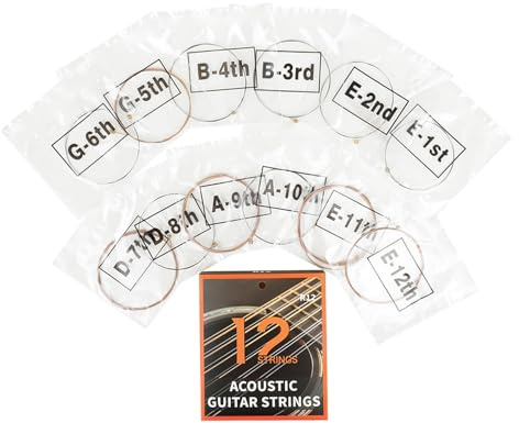 12 Stück Folk Gitarre Phosphor Bronze Saite 12-saitige Akustikgitarrensaiten Ersatz Für Anfänger Künstler Akustikgitarrensaiten Folk Gitarre Stahlsaite