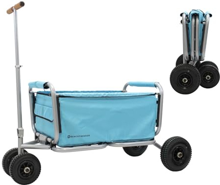 Beachtrekker Life Faltbarer Bollerwagen + Feststellbremse, klappbarer Handwagen (Luftreifen, Himmelblau)