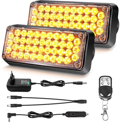 Dinfu LED Warnleuchte akku mit Fernsteuerung, 12V gelbes blinklicht auto magnet kabellose 5 Modes wiederaufladbare tragbare led blitzer mit Ladekabel für Auto Pkw Truck Traktor KFZ LKW