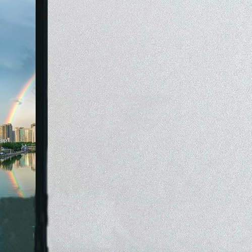 Milchglasfolie Fenster 40 x 400 cm Sichtschutz Wärmeisolierung Blickdicht Sonnenschutz Sichtschutz Fensterfolie Blickdicht Dekorfolie für Büro Und Haus, weiß matt