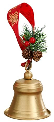 Sghtil Weihnachtsbaum-Anhänger, goldene Schlittenglocke, Weihnachtsbaumglocke, Weihnachtsglocke, Weihnachtsglocke, handgefertigtes Design, robuste Weihnachtsdekoration,