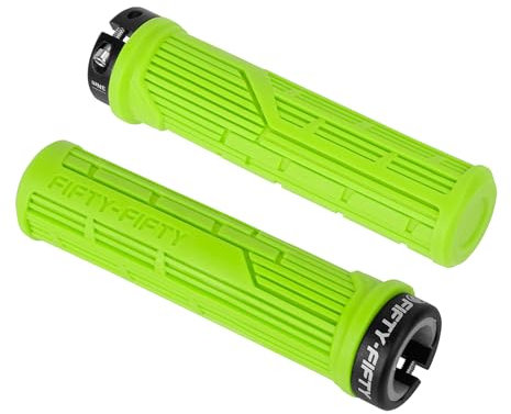 FIFTY-FIFTY MTB Griffe, Einzelne Lock-on Fahrradgriffe Mountainbike, Weiche und Bequeme Fahrrad Griffe/lenkergriffe, rutschfeste Fahrrad Lenkergriffe für All Mountain, Enduro, Downhill (Grün)