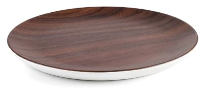 Lacor - 63085 - Assiette ronde en bois de mélamine, sans BPA, Ø26 cm, empilable, passe au lave-vaisselle, imite le bois, pour servir et présenter les aliments, ne convient pas au micro-ondes