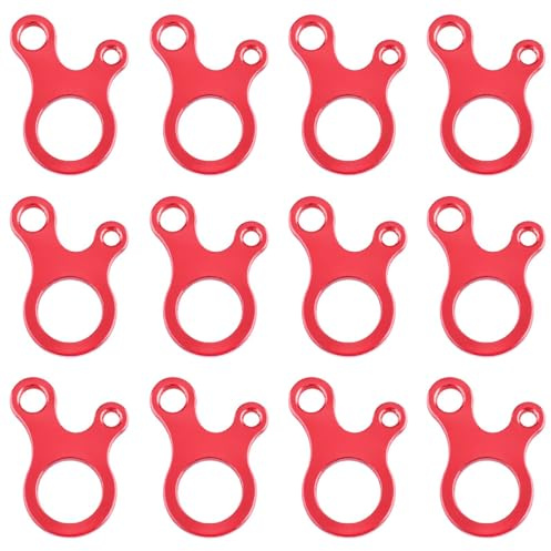 Laroal 12 piezas de tensor de cuerda de aluminio para tienda de campaña, tensor de cuerda de viento, hebilla de ajuste de cuerda roja accesorio para tienda de campaña
