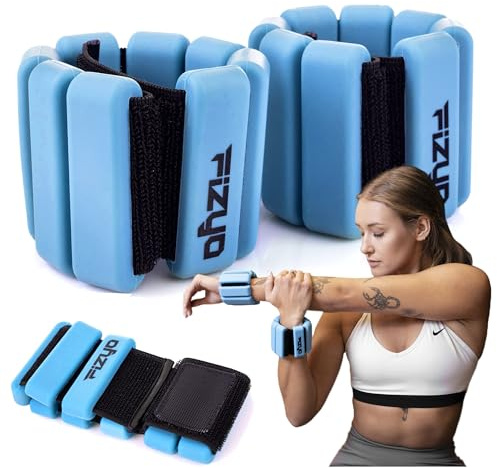 Fizyo Set Pesi per Caviglie e Polsi Regolabili in Silicone per Fitness, Corsa, Yoga, Pilates, Piscina e Riabilitazione per Donna, Uomo e Bambino – 2 x 450 g, Blu