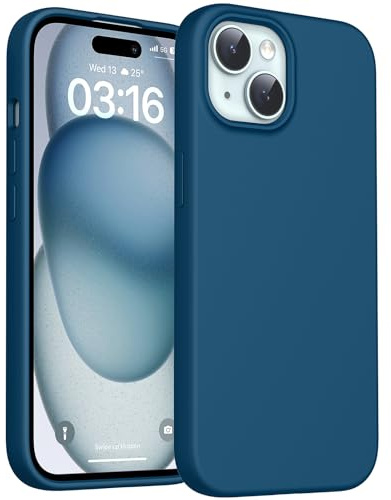 TOCOL Cover per iPhone 15 6,1 Pollic, Silicone Resistente, Fodera in Microfibra, Custodia per iPhone 15 Protezione Antiurto Silicone, Blu Notte