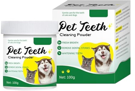 Zahnpflegepulver für Hunde und Katzen, Zahnreinigung und Mundpflege, gegen Mundgeruch und Zahnstein, 100g