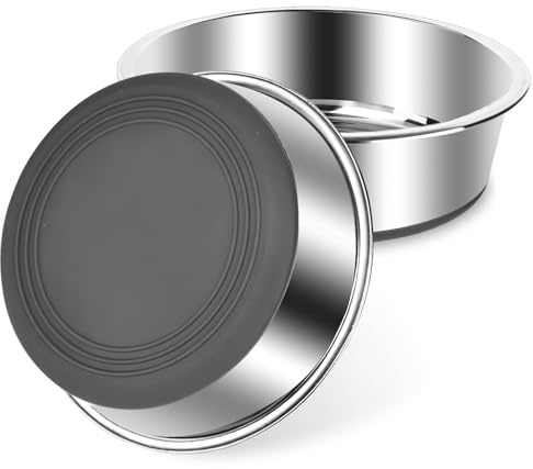 bssmmai 2 Stück Hundenapf Edelstahl, Hundenapf rutschfest mit Silikonboden, Hundenäpfe für Futter und Wasser, Hundeschüssel für Kleine Mittlere Große Hunde, Fressnapf Hund Metall, Dog Bowl (900ML)