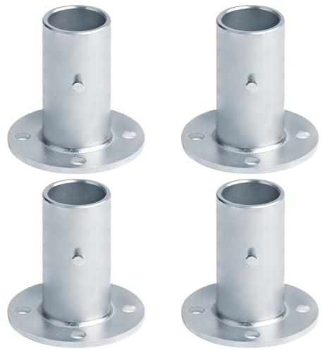 GBGS 4 Pcs Chain Link Fence Post Floor Flanges,fot 1-5/8 OD Round Pipe(Actual OD 1.66),3-1/2 Height