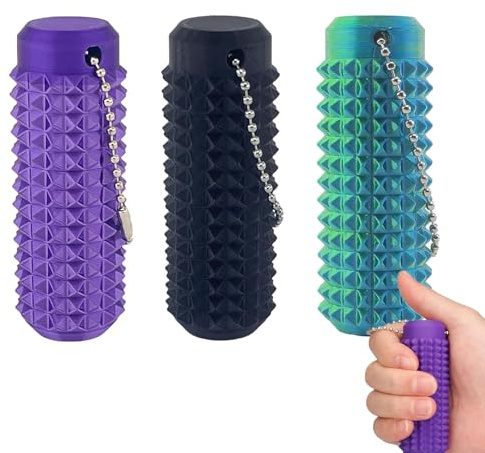 JOYVOVO 3 st Pain Fidget Spiky Grippie röst nyckelring, venting Key hänge för ångest lättnad positiv, taggig influensa SIM-nyckelring, anti-stress sensorisk leksak vuxna