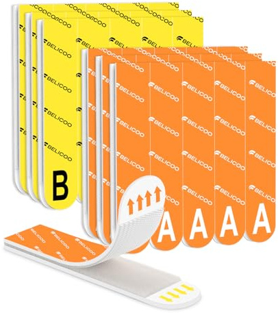 BELICOO Large Picture Hanging Strips Heavy Duty, 40-Pairs(80 Strips) No Nails Water Resistant Adhesive Strips, 100 * 20mm Damage Free Photo Frame Stickers for Wall, Hanging Posters