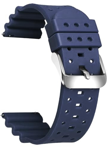 SZYXMY Quick-Release Taucherarmband aus Silikon Armband 20/22 mm Ersatzarmband Wasserdicht & Schweißresistent Fluorkautschuk Uhrenarmband mit Edelstahl-Schließe für Damen und Herren (Dunkelblau, 22mm)