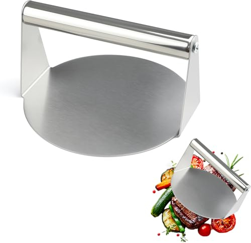 Arvoni Presse Smash Burger, Presse Steak Haché Acier Inoxydable, Round Presse à Galettes Antiadhésive en Acier Inoxydable, Presse à Hamburger pour Steak, Burger, Viande, Barbecue