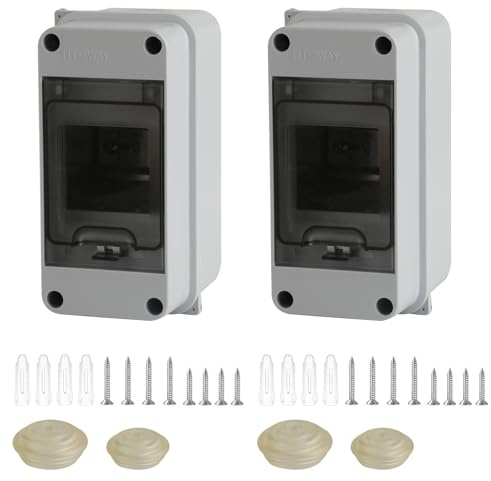 Scatoladi Derivazione Montata in Superficie, Scatola di Distribuzione Elettrica da Esterna Stagna, Cassetta Quadro Elettrico, Scatola Stagna IP65 per Esterno 5 Vie Moduli (2pz 3 Moduli)