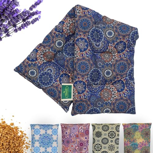 Saco Semillas Microondas - 50x15cm Semillas y Lavanda, 100% Algodón - Saco de Semillas para Microondas - Bolsa térmica Calor y Frío - Estampado Mandala (Mandala Ártico)