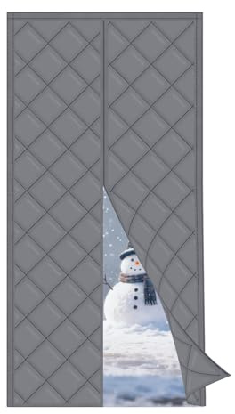 Türvorhang Kälteschutz Magnet Wärmeschutzvorhang 80x200cm 90x230cm 130x210cm Wasserdicht Winddicht Thermovorhang Für Balkontür, Kellertür, Wohnzimmer(Grau,120x220cm)