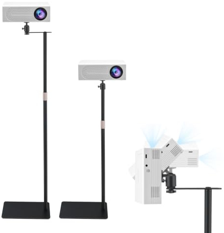 Eirolace Beamer Ständer, Höhenverstellbar von 30-130cm mit 360°Winkelrotation, Tragkraft bis zu 5kg, Projektor Ständer mit Platte aus Hochwertigem Kohlenstoffstahl für Präsentationen, Heimkino, Büro