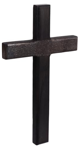TOYANDONA Wooden Cross for Wall Decor: 11-inch Rustic Christian & Catholic Wall Decor, Religious Home Decoration, Black Wood Cross for Bedroom, Prayer Room