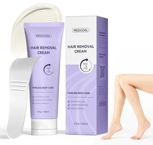 Body & Facial Hair Removal Cream for Women & Men, Painless Depilatory Cream for Sensitive Skin, Gentle Hair Remover for Legs, Arms, Underarms & Bikini Line with Spatula Applicator 4.0 fl.oz