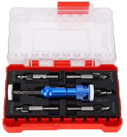 Juego de brocas avellanadoras para madera, juego de brocas avellanadoras con tope de profundidad ajustable, juego de orificios piloto para tornillos con punta de carburo de 82