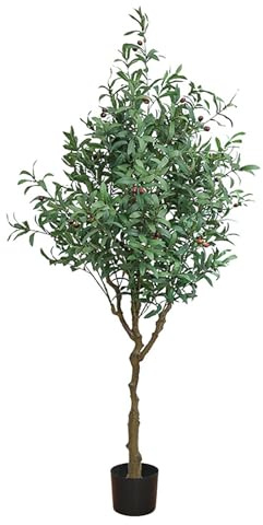 Olivo Artificial En Maceta, Olivo Falso En Maceta, Planta Falsa Con Hojas Y Aceitunas, Planta Artificial, Para Decoración Interior Hogar Oficina Salón(A,150cm)
