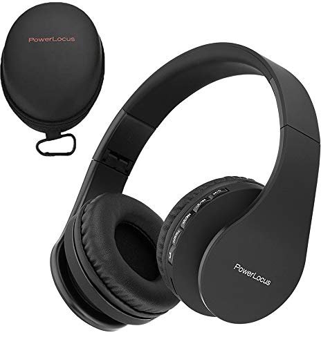 PowerLocus Wireless Bluetooth Over-Ear Stereo Foldable Headphones, Wired Headsets Noise Cancelling with Built-in Microphone for iPhone, Samsung, LG, iPad (Black)
