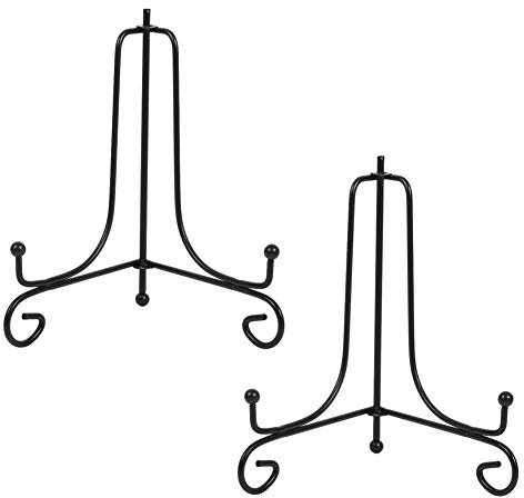 Tincogo (2 piezas) Hierro Pantalla Soporte Negro Hierro Caballete para libros de cocina, fotos, platos decorativos ,Bowl ,placas, tablets,6 pulgadas