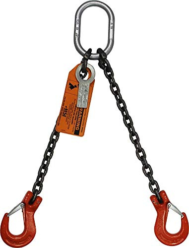9/32 x 3' Two Leg Bridle Chain Sling | 7,400 Lbs WLL | Oblong Link-to-Foundry Hook Ends | Grade 100 Alloy | 1/2 Master Link | for Tough Conditions | Hanes Supply (HSI)