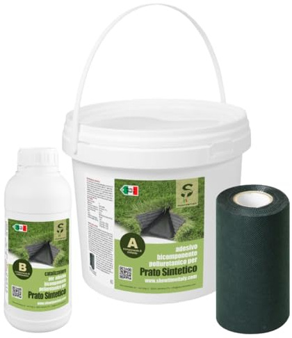 STI Banda di Giunzione + Colla Bicomponente per Prato Sintetico Banda 20cm x 10mt + 2,5kg Colla