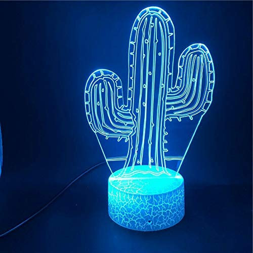 Jinson well 3D Kaktus Nachtlicht Lampe optische Nacht licht Illusion 7 Farbwechsel Touch Switch Tisch Schreibtisch Dekoration Lampen Acryl USB Spielzeug