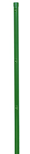 EXCOLO Metall-Zaunpfosten Ø34 mm, 2,0 m, pulverbeschichtet moosgrün RAL 6005, inkl. 3 Spanndrahthalter & Pfostenkappe, zum Einbetonieren – für Maschendrahtzäune bis 1,5 m Höhe