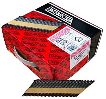 Barbarossa 1st Fix (51mm - 90mm) Bright collated framing Nails for Cordless nailers (63mm - 2 1/2 Ringshank)