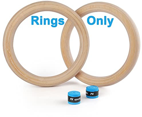 YOELVN Holzgymnastikringe, 699,9 kg, für Zuhause, Fitnessstudio, Körpertraining, Cross-Training, Muskel-Ups, rutschfest (nur Ringe) (Durchmesser: 28 mm)