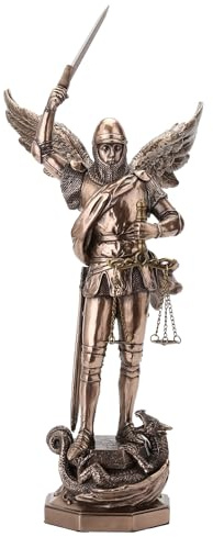 Veronese Design Mont St. Michel Erzengel Saint Michael Kaltgussharz Bronze-Finish Skulptur Dekoration 29,5 cm