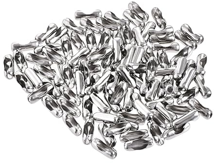 sourcing map 100 Stück Kugelketten Verbinder, 3.2 mm Kugelspitzen Clamshell Wellen Link Edelstahlverbindung