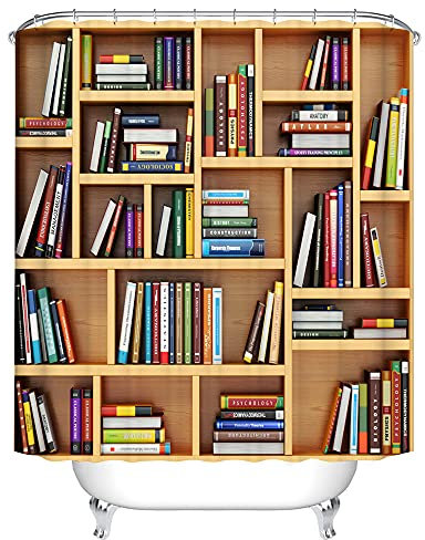 Himlaya Duschvorhänge Badevorhang mit 12 Haken, Waschbar Badvorhänge aus Polyester Duschvorhang Badezimmer (Bücherregal,165x180cm)