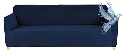 Poligino Sofabezug 3 Sitzer Wasserdicht, Sofahusse Elastisch Universal, Sofa Cover Stretch 3 Sitzer (180-220 cm) Blau