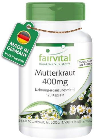 Fairvital | Mutterkraut 400 mg - 120 Kapseln für 4 Monate - Tanacetum parthenium - Feverfew - 100% vegan - Qualitätsgeprüft und hochdosiert - Made in Germany
