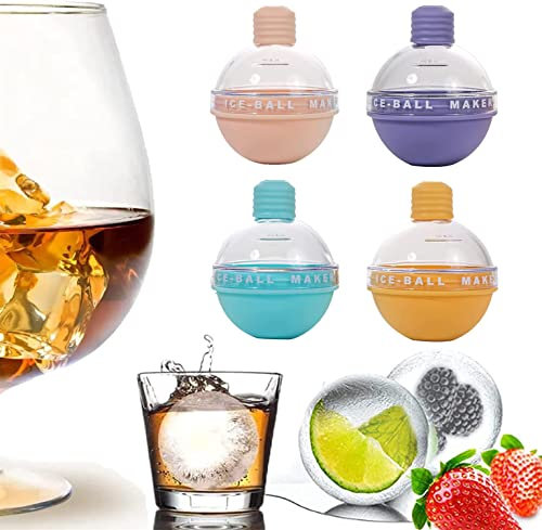 4 Pcs Light Bulbs Ice Molds,Silicone Ice Ball Maker,Leak Proof Whiskey Ice Ball Maker,Easy Release,Large Ice Cube Moulds for Whiskey,Cocktails,Coffee,Juice and Water