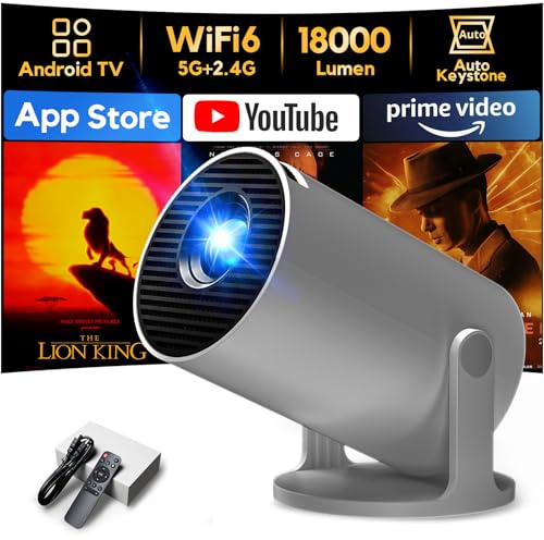 Videoprojecteur 2026 Rétroprojecteur Portable Mini Projecteur, AKIYO O2 Projecteur Video Supporte 4K 1080P Auto Keystone 180° Rotation, Compatibile avec HDMI/TV Stick/USB/PS5