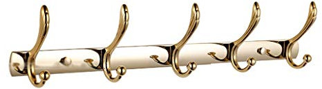 Wandgarderobe Kleiderhaken Garderobenständer Wandmontierter goldener Kleiderhaken Reihenhaken Kleiderhaken Handtuchhaken Kleiderhaken Wandbehang für Bad Küche Schlafzimmer Hängegarderobe (Größe: Gold-