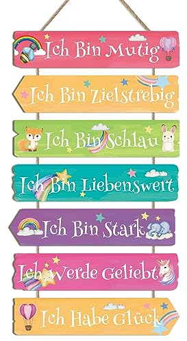 KAIRNE Einhorn Regenbogen Wandbild Kinderzimmer Mädchen Spruch Wanddeko