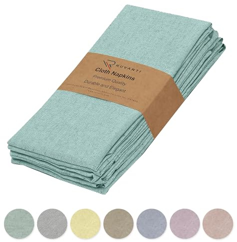 Ruvanti Cloth Napkins - Set of 6, 18x18 Soft & Durable Reusable Table Napkins - Poly Cotton Fabric - Teal
